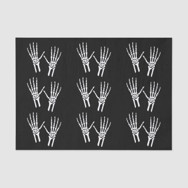 Skeleton Hand Silhouettes On Black Halloween Tissue Paper (Front)
