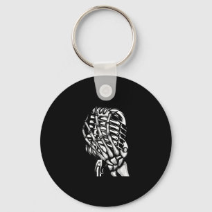 Skeleton Hand Singing From The Microphone Rock Lov Keychain