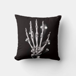 Skeleton Hand Spooky Goth Anatomy Throw Pillow