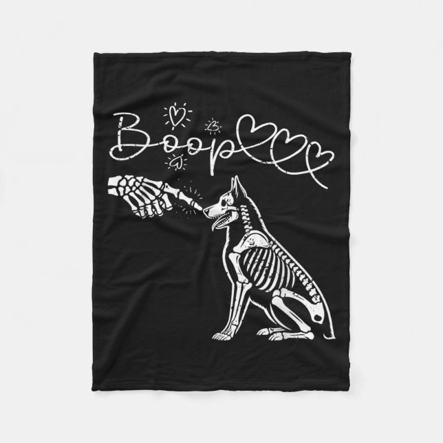 Skeleton Hand Touch Nose German Shepherds Boop Dog Fleece Blanket (Front)
