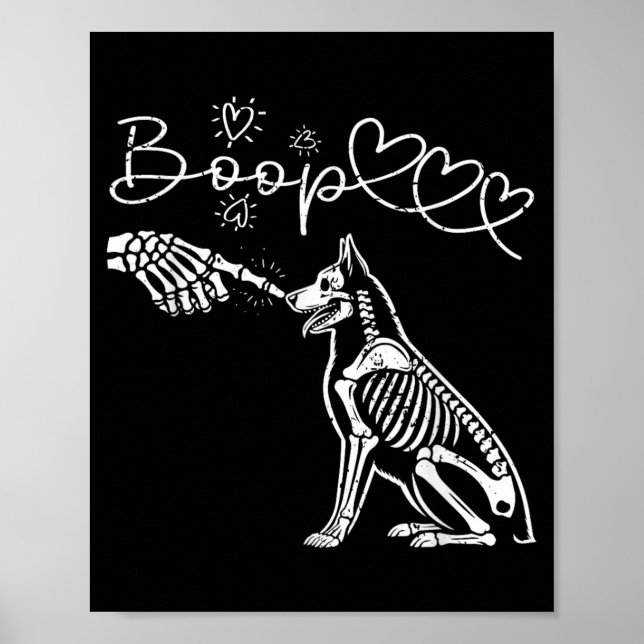 Skeleton Hand Touch Nose German Shepherds Boop Dog Poster (Front)