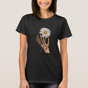 Skeleton Hand with Daisy Flower T-Shirt