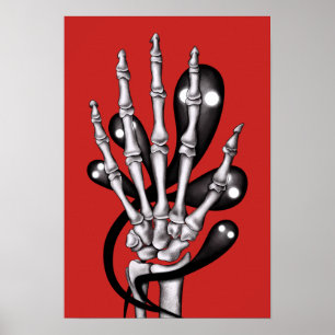 Skeleton Hand With Ghosts Poster