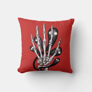 Skeleton Hand With Ghosts Throw Pillow