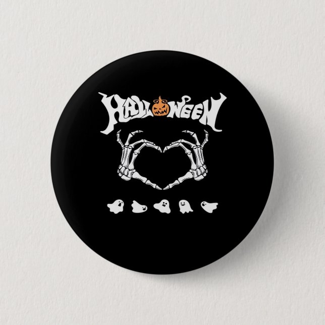 Skeleton Hand With , Halloween Design 2 Inch Round Button (Front)