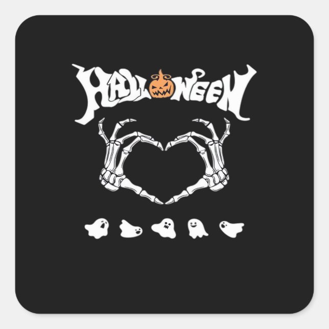 Skeleton Hand With , Halloween Design Square Sticker (Front)
