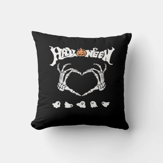 Skeleton Hand With , Halloween Design Throw Pillow (Front)