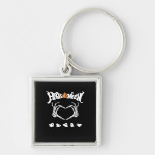 Skeleton Hand With Halloween Theme Dark Seasonal Keychain