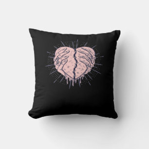 Skeleton Hand With Heart Gentle Expression Throw Pillow