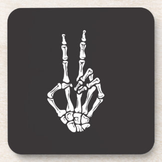 Skeleton Hand with Peace Sign on a  Coaster