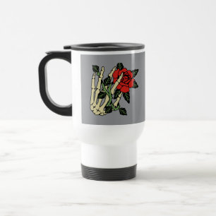 Skeleton Hand with Rose Travel Mug – Customizable
