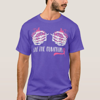 Skeleton HandPumpkin Breast Cancer 2543  T-Shirt