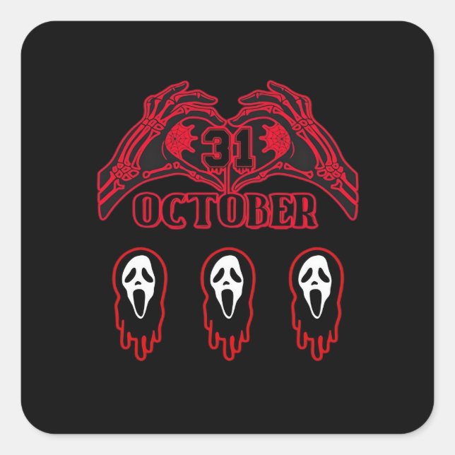 Skeleton Hands 31/10 Classic Square Sticker (Front)