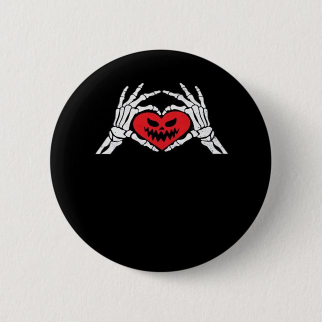 Skeleton Hands A Heart Spooky Halloween 2 Inch Round Button (Front)