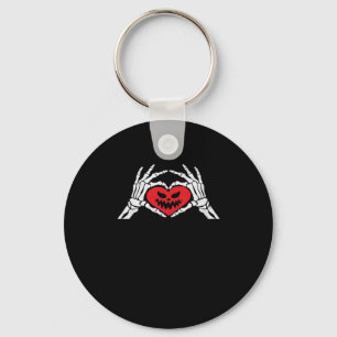 Skeleton Hands A Heart Spooky Halloween Keychain