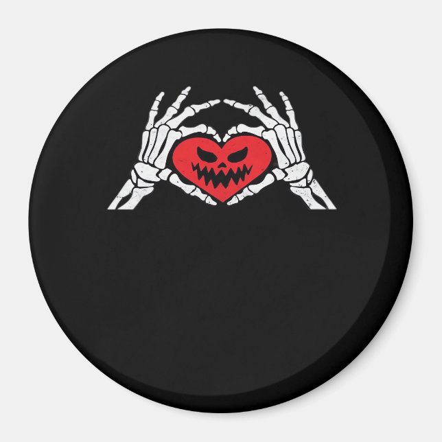 Skeleton Hands A Heart Spooky Halloween Magnet (Front)