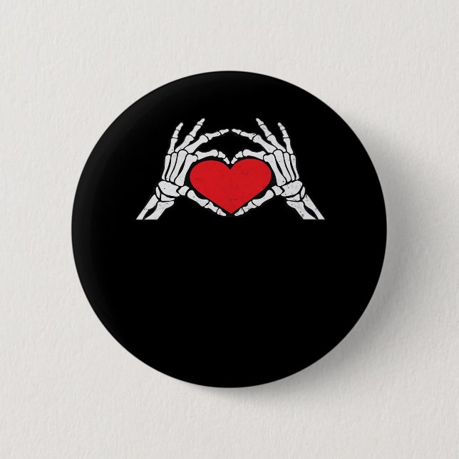 Skeleton Hands A Red Heart Classic 2 Inch Round Button (Front)