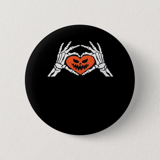 Skeleton Hands A Spooky Halloween Heart Classic 2 Inch Round Button (Front)