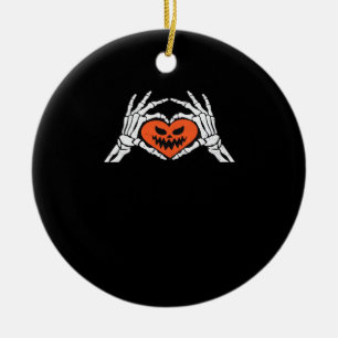 Skeleton Hands A Spooky Halloween Heart Classic Ceramic Ornament