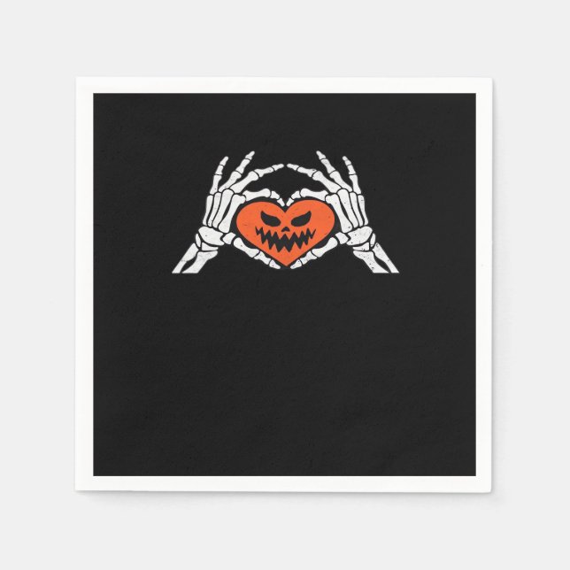 Skeleton Hands A Spooky Halloween Heart Classic Napkin (Front)