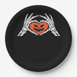Skeleton Hands A Spooky Halloween Heart Classic Paper Plate