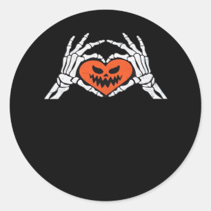 Skeleton Hands A Spooky Halloween Heart Classic Round Sticker