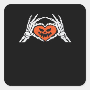 Skeleton Hands A Spooky Halloween Heart Classic Square Sticker
