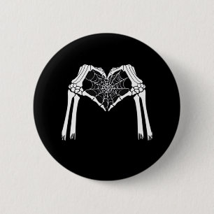 Skeleton Hands Cobweb Heart (White) Classic 2 Inch Round Button