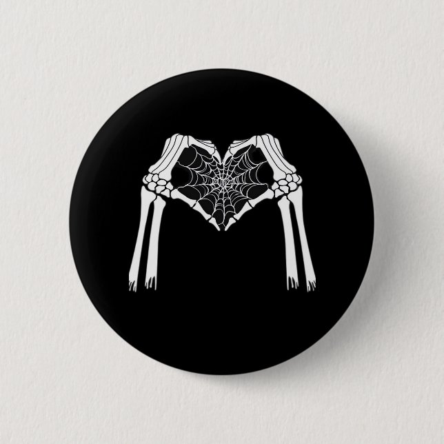 Skeleton Hands Cobweb Heart (White) Classic 2 Inch Round Button (Front)
