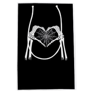 Skeleton Hands Cobweb Heart (White) Classic Medium Gift Bag