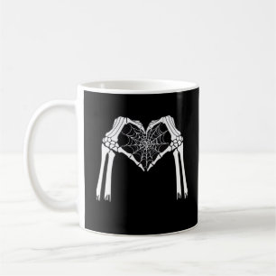 Skeleton Hands Cobweb Heart White Retro Classic Coffee Mug