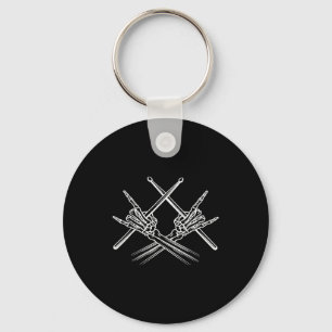 Skeleton hands drum sticks drummer keychain