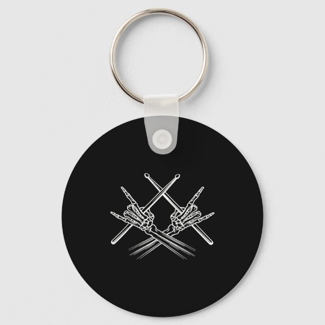 Skeleton hands drum sticks drummer  keychain (Front)