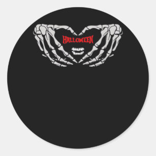 Skeleton Hands Folded In A Heart. Funny Halloween  Classic Round Sticker