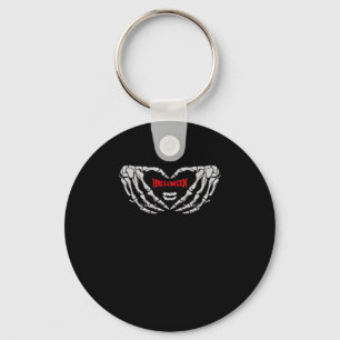 Skeleton Hands Folded In A Heart. Funny Halloween  Keychain
