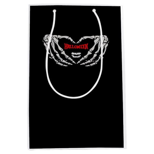 Skeleton Hands Folded In A Heart. Funny Halloween  Medium Gift Bag (Front)