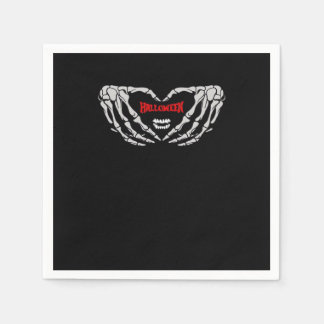 Skeleton Hands Folded In A Heart. Funny Halloween Napkin