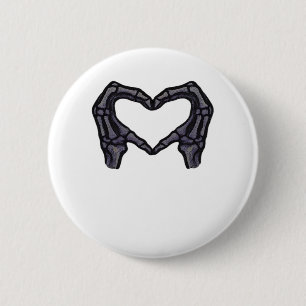 Skeleton Hands Forming A Heart 2 Inch Round Button