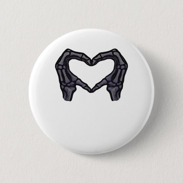 Skeleton Hands Forming A Heart  2 Inch Round Button (Front)