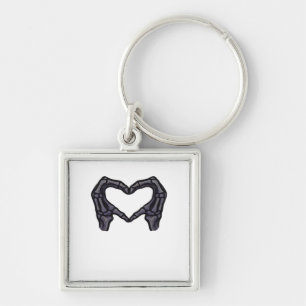 Skeleton Hands Forming A Heart  Keychain