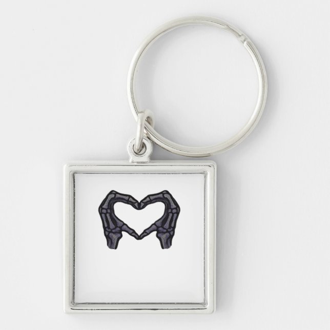 Skeleton Hands Forming A Heart  Keychain (Front)