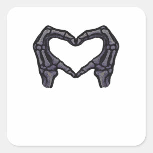 Skeleton Hands Forming A Heart Square Sticker