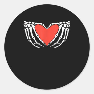 Skeleton Hands Forming Heart – Creepy Gothic Hallo Classic Round Sticker