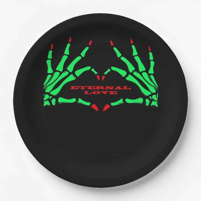 Skeleton Hands - Funny Halloween Paper Plate (Front)