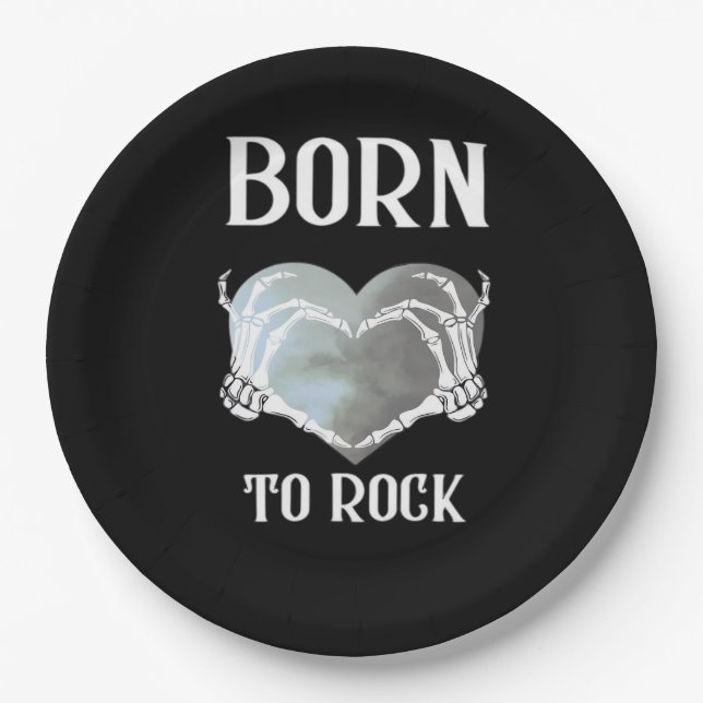 Skeleton Hands Grey Heart Graphic For  Classic Paper Plate (Front)