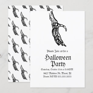 Skeleton Hands Halloween Birthday Party Invitation