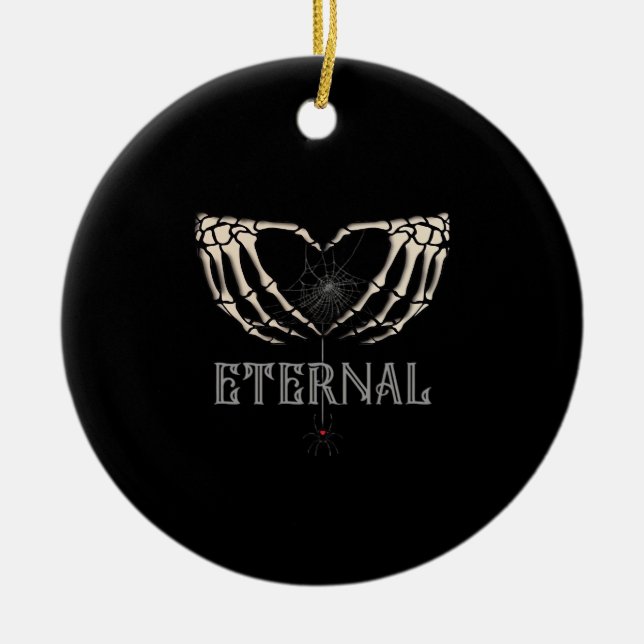 Skeleton Hands Heart Classic Ceramic Ornament (Front)