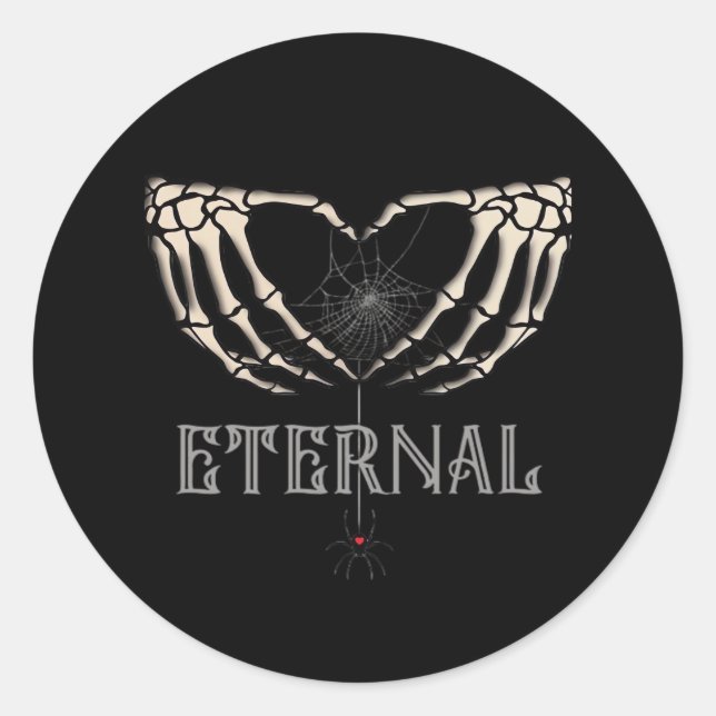 Skeleton Hands Heart Classic Classic Round Sticker (Front)