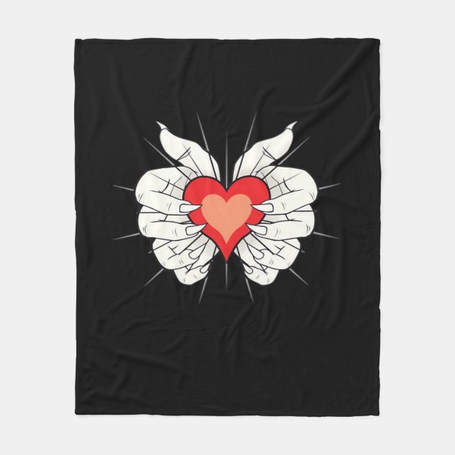 Skeleton Hands Heart Classic Fleece Blanket (Front)