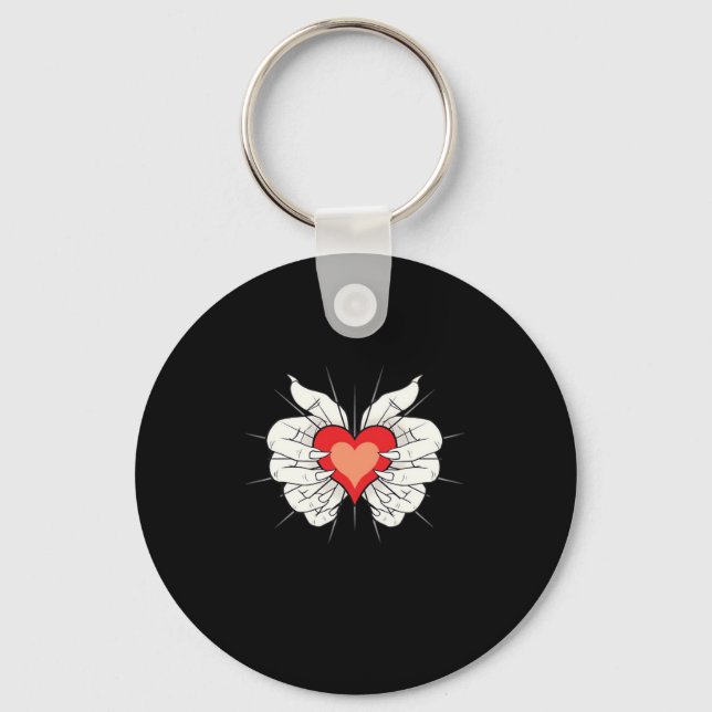 Skeleton Hands Heart Classic Keychain (Front)